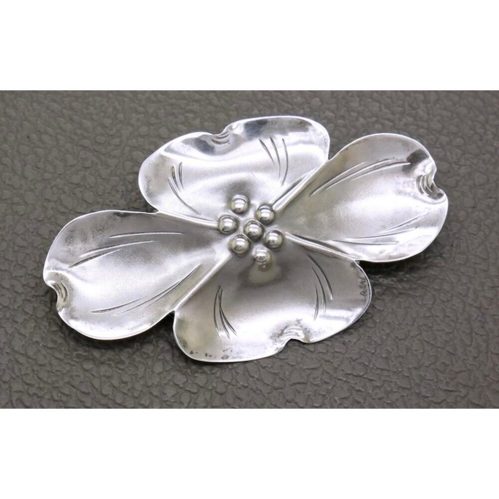 Vintage Stuart Nye Sterling Silver Dogwood Flower Brooch Large 2.5" x 1.5" 6g